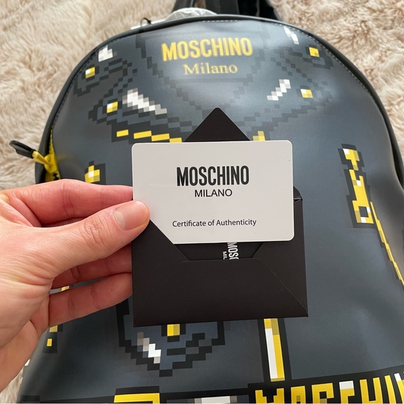 MOSCHINO X SIMS NWT runway leather pixel effect limited edition unisex back pack - Picture 9 of 16